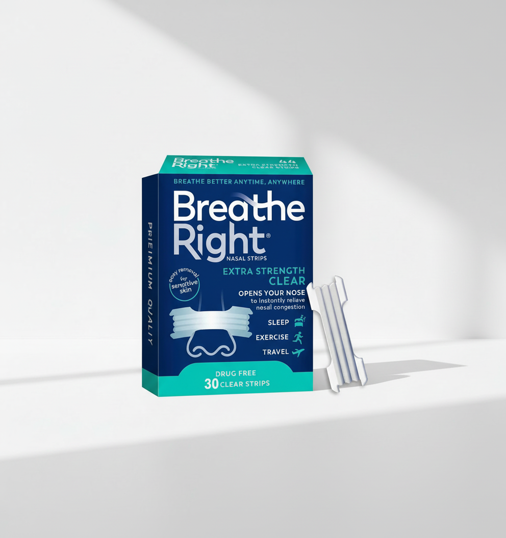 Breathe Right Nasal Strips with Minimalist Background