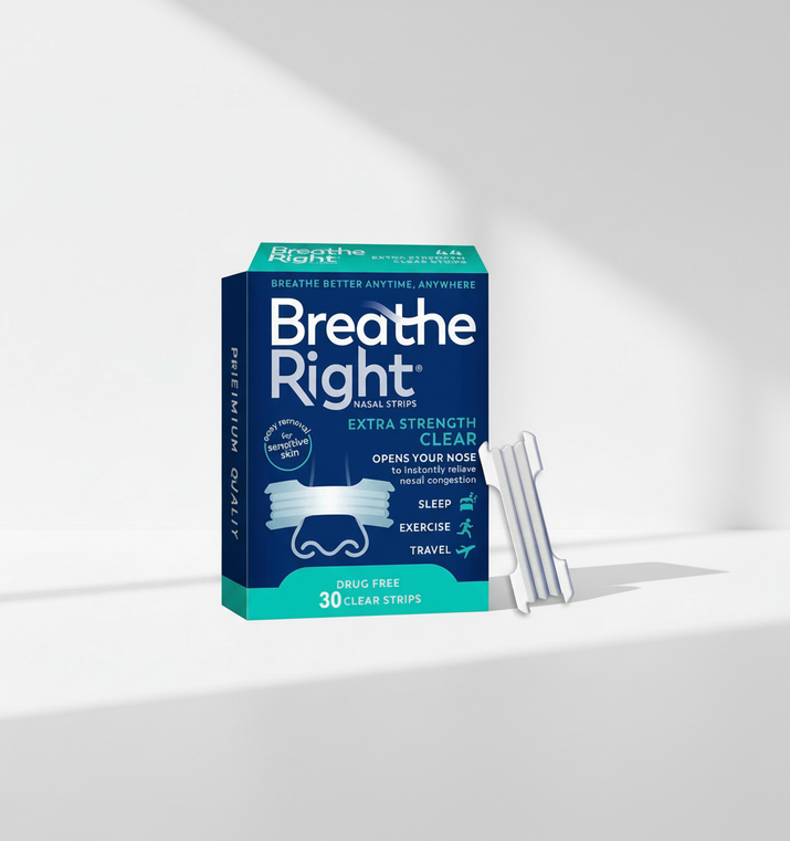 Breathe Right Nasal Strips with Minimalist Background